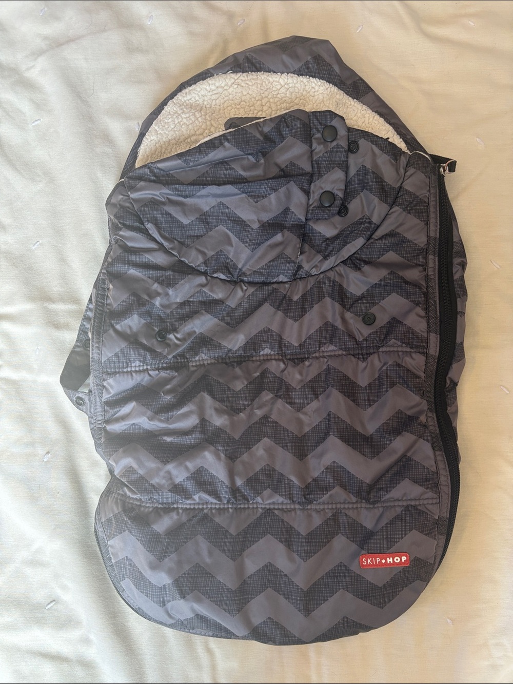 Skip Hop Quilted Chevron car seat cover with Sherpa Lining